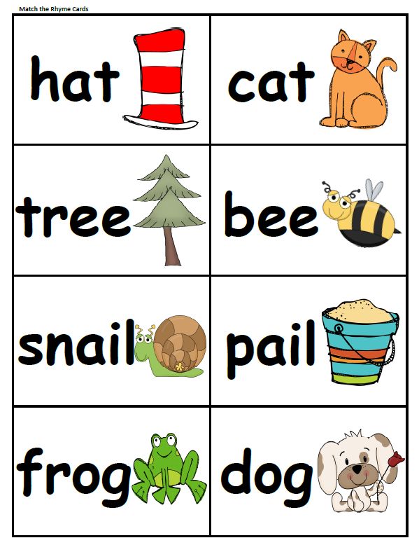 Free Printable Rhyming Word Picture Cards